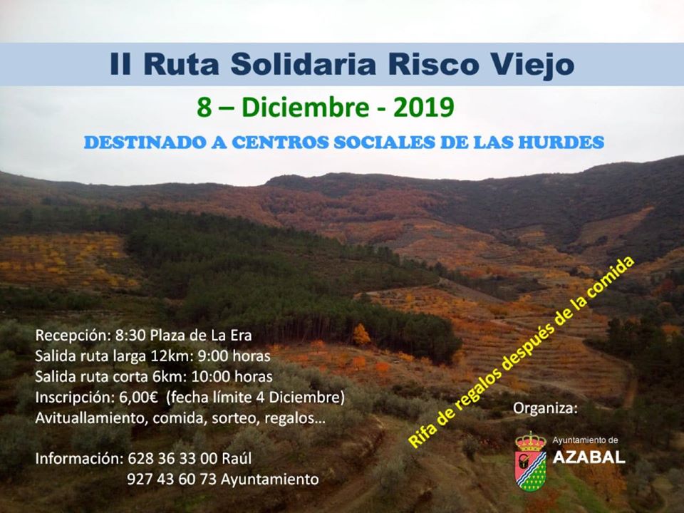 II Ruta senderismo "Risco Viejo", el 8 de diciembre en Azabal, Las Hurdes