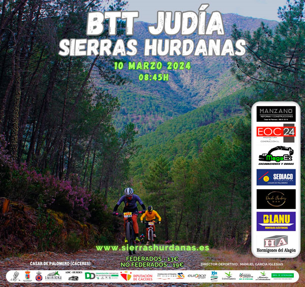 BTT Judía Sierras Hurdanas 2024, el 10 de marzo en Casar de Palomero, Las Hurdes