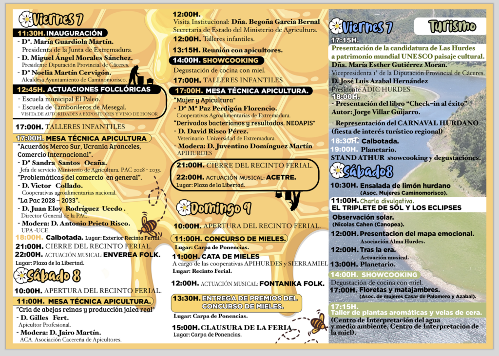 Programa XI Feria de Apicultura y Turismo de Las Hurdes